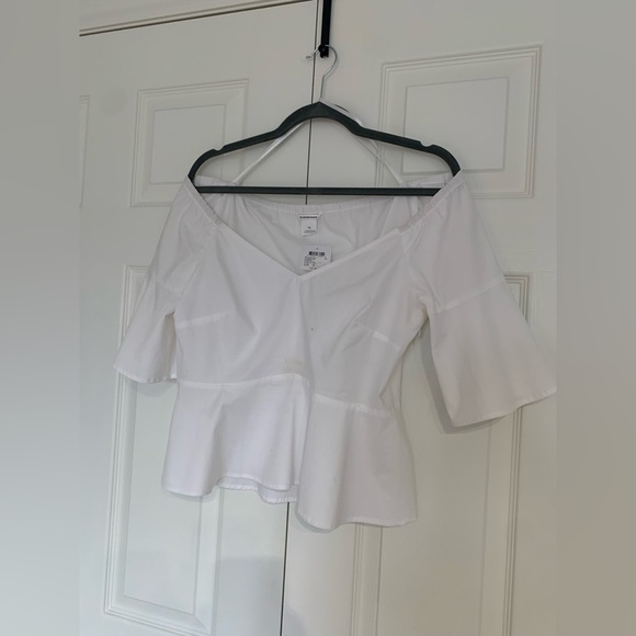 Club Monaco White Flared Sleeve Crop Top - Picture 3 of 7